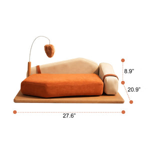 English Elm Modern Oak Veneer Pet Bed with Chenille Upholstery and Orthopedic Foam Cushion Orange W3136P445674