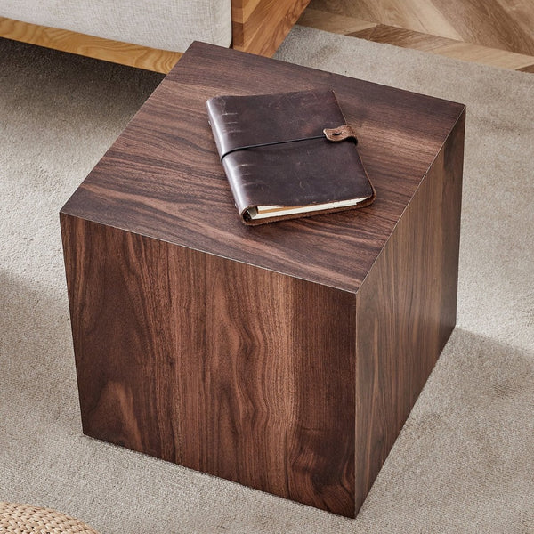 English Elm 16*16*16 Inch Walnut Grain Mdf Cube Side Table Ready to Use Living Room Accent W1151P231617