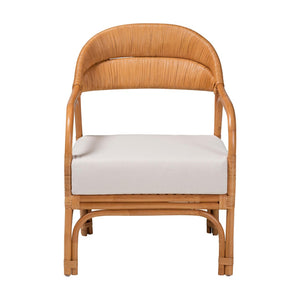 English Elm Modern Woven Rattan Accent Chair Openwork Lattice Frame for Sunroom or Bedroom B2750P420417