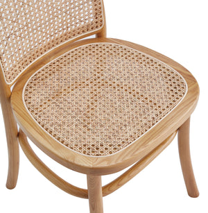 English Elm Paragon Solid Wood Dining Chair with Natural Cane Back, Tall Round Design, Cushioned Seat Included Oatmeal B365P400006