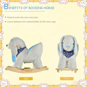 English Elm Llama Plush Rocking Toy for Toddlers with Wooden Rails Padded Seat and Grip Handle T3971P442716