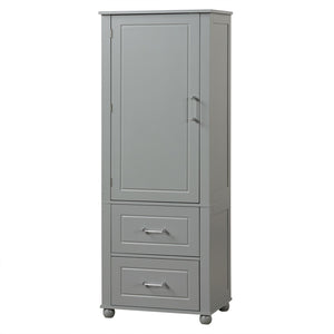 English Elm Tall Freestanding Bathroom Cabinet Two Drawers Adjustable Shelves Matte Mdf Storage Grey N725P407739E