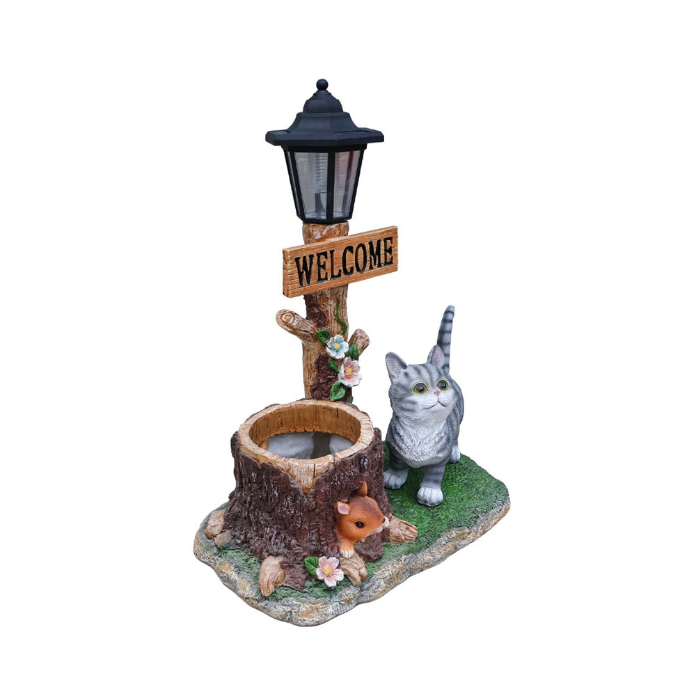 English Elm Schnauzer Solar Led Resin Planter Statue Outdoor Garden Accent for Patio Decor W5398P464238