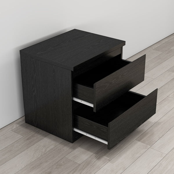 English Elm 19.7-inch Matte Finish Nightstand with Touch Release Drawers for Minimalist Bedrooms Black W3151P407884