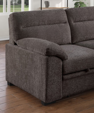English Elm Kipriano Chenille Sleeper Sectional with Chaise Usb Charging and Cupholder Console B2749S00256