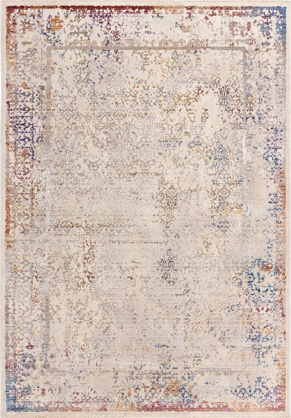 Unique Loom Deepa Ombre Machine Made Floral / Botanical Rug Ivory, Beige/Gray/Silver/Rust Red/Blue/Light Brown 6' 1" x 8' 10"