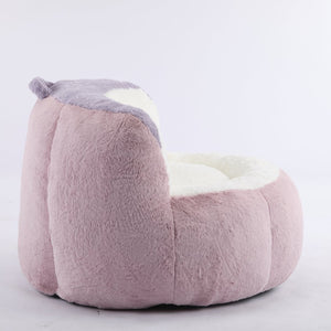 English Elm Oversized Multicolor Faux Fur Bean Bag Chair - Cozy Lounger With Shredded Foam, No Assembly Needed! W3723P375715-GIGA