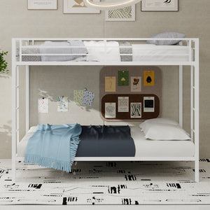 English Elm Multi Square Tube Iron Bunk Bed Full over Full, Sturdy White Metal Frame, Space-Saving Dual Sleep Solution W1935P360912