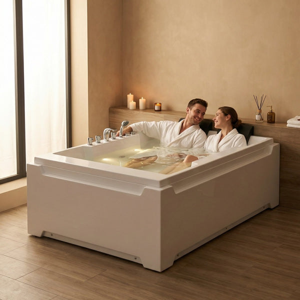 English Elm X-031 Two Person Whirlpool Soaking Tub with Hydromassage Jets and Chromatherapy Lighting W3605P361159
