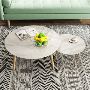 English Elm 28"inch Round Tempered Glass Tabletop Marble Print Polished Edge Indoor Outdoor Gray W241P361471
