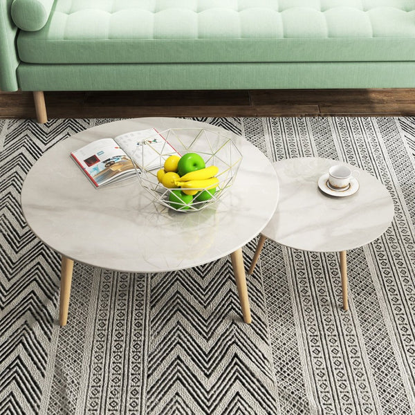 English Elm 28"inch Round Tempered Glass Tabletop Marble Print Polished Edge Indoor Outdoor Gray W241P361471