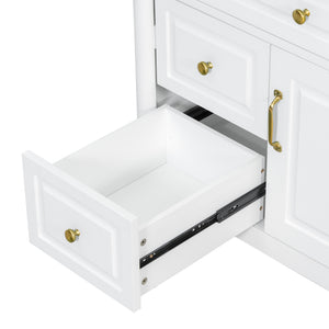 English Elm 36" Bathroom Vanity With Ceramic Sink, Durable Rubberwood Frame, Smart Storage & Modern Design N725P356064K