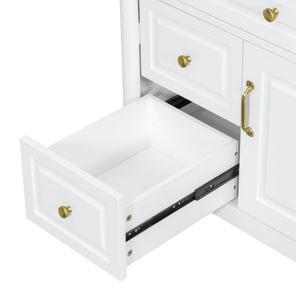 English Elm 36" Bathroom Vanity With Ceramic Sink, Durable Rubberwood Frame, Smart Storage & Modern Design N725P356064K