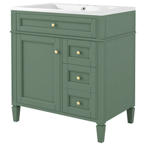 English Elm 30'' Bathroom Vanity Set With Mirror, Modern Freestanding Storage, 2 Drawers & Tip-Out Organizer SW000127AAF-3