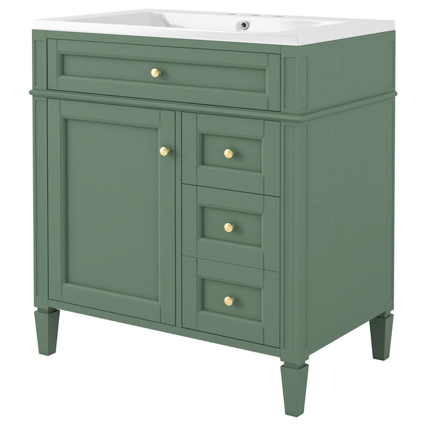 English Elm 30'' Bathroom Vanity Set With Mirror, Modern Freestanding Storage, 2 Drawers & Tip-Out Organizer SW000127AAF-3