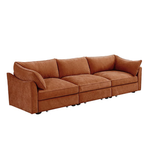 English Elm 3 Seater Sofa With Hidden Storage Drawers - Stylish Chenille Upholstery For Spacious Living Rooms W3041S00205