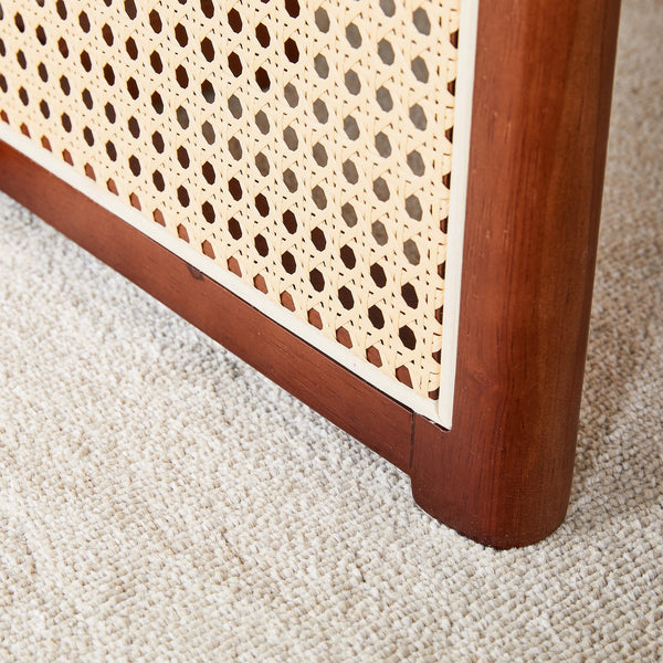 English Elm Chinese country retro solid dining table with imitation rattan legs, solid rubber frame, versatile desk Walnut W1151P154595