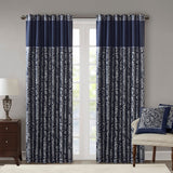 Madison Park Aubrey Traditional Jacquard Curtain Panel Pair MP40-4896 Navy