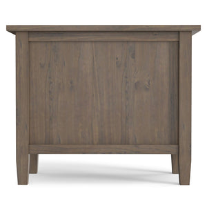 English Elm Ela Narrow End Table in Smoky Brown Wood, Handcrafted Solid Wood, Drawer & Open Shelf Storage, Transitional Style B136P203458