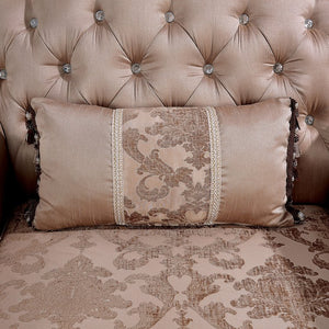 English Elm Dark Classic Tufted Accent Chair with Rolled Arms, Carved Wood Trim and Nailhead Detailing, Luxe Seating Statement Cherry,Light Brown 49 L x 36 W x 22 H B2741P380261