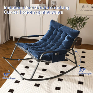 English Elm Rocking Ergonomic Lounge Recliner with Storage & Cushions, All-Weather Breathable Comfort for Patio Blue W2699P324194