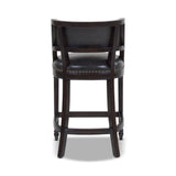 English Elm Paris 26.5 Farmhouse Counter Height Bar Stool With Backrest, Vintage Black Brown Faux Leather