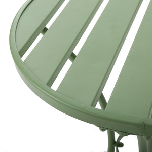 English Elm Colmar Outdoor Iron Bistro Set Powder Coated Slatted Armchairs Round Patio Table Green 56558.00MCG