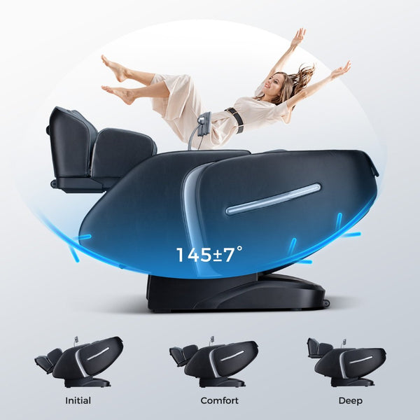 English Elm Massage Chair 4d Robotic Sl Track Zero Gravity Full Body Airbag Touchscreen Spa Recliner Black+ Gray W730P343904