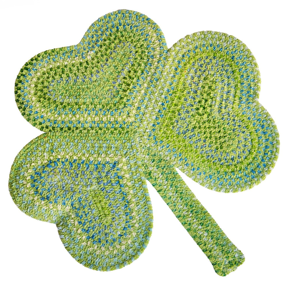 Capel Rugs Happy Holidays Shamrock Green Braided Rug - Soft Cotton Blend, Perfect For St. Patrick's Day Decor Clover 95% Cotton,5% Polyester 0448ws00100016200