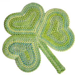 Capel Rugs Happy Holidays Shamrock Green Braided Rug - Soft Cotton Blend, Perfect For St. Patrick's Day Decor Clover 95% Cotton,5% Polyester 0448ws00100016200