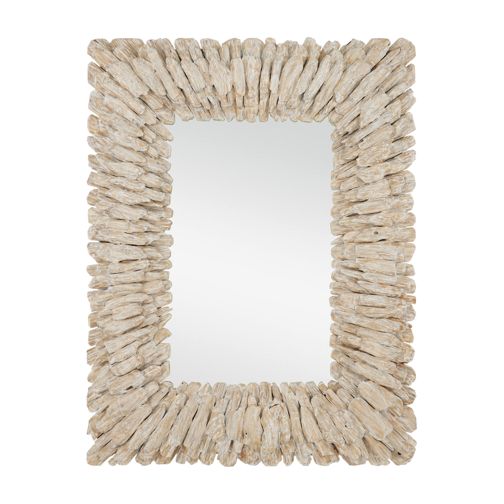 Beachhead Whitewash Rectangular Mirror – Coastal Charm with Distressed Wood and Versatile Style