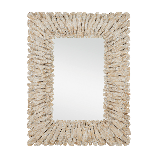 Beachhead Whitewash Rectangular Mirror – Coastal Charm with Distressed Wood and Versatile Style