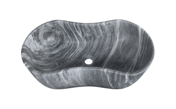 English Elm Carrara Gray Marble Vessel Sink - Semi-Polished, Unique Design For Elegant Bathrooms, 23.6X14.2 Inches W1696P333270