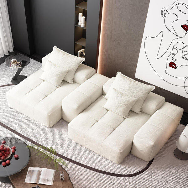 English Elm Modern Oversized Modular Sectional Sofa - Sparkling Chenille, 2 Chaise Lounges, 4 Pillows, No Assembly W1885S00065