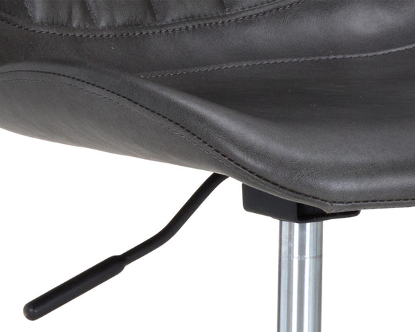 Sunpan Arabella Office Chair - Stylish Swivel Design with Channel Tufting, Black Steel Legs & Easy Mobility Bravo Portabella