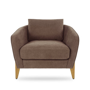 English Elm Accent Armchair Upholstered Low Profile Reading Chair with Lumbar Pillow Modern Living Room Seat Brown W2308P462647