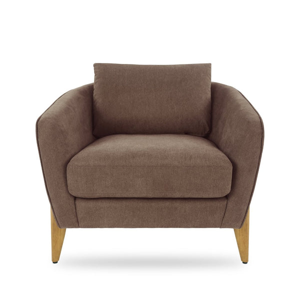English Elm Accent Armchair Upholstered Low Profile Reading Chair with Lumbar Pillow Modern Living Room Seat Brown W2308P462647