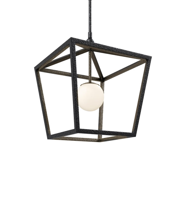 Currey & Company Denison Black Outdoor Lantern - Elegant Wrought Iron Design With Soft Glow For Patios & Porches Black Wrought Iron ,Glass 9500-0025-currey-company