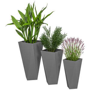 English Elm Outsunny Set Of 3 Stackable Tall Planters - Modern Mgo Design With Drainage For Indoor & Outdoor Use W2225P217246-GIGA