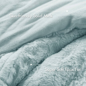 JLA Home Madison Park - Faux Faux Fur Comforter Mini Set with OEKO‑TEX Soft Plush Warmth, Machine Washable, Hotel-Style Chic Aqua MP10-7633