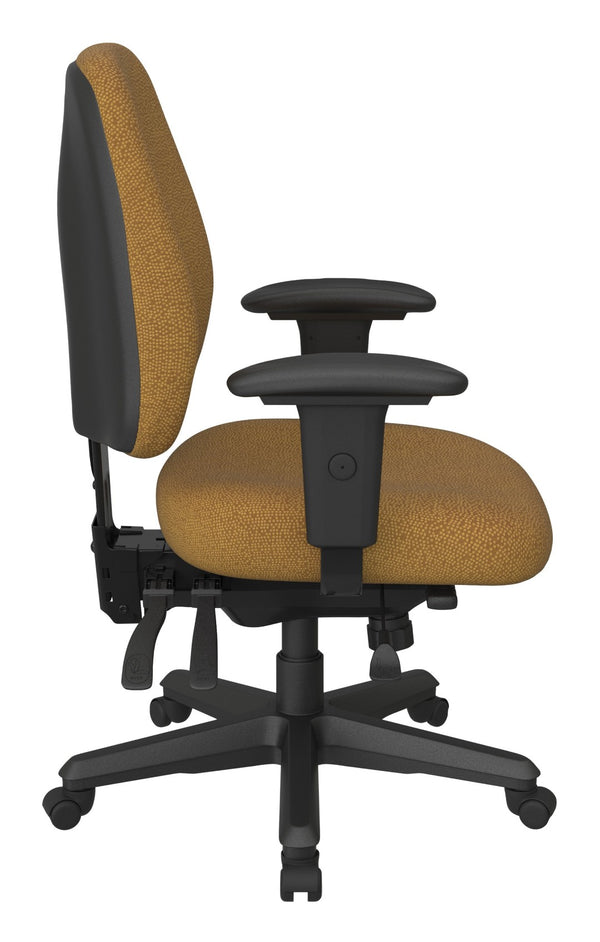 OSP Home Furnishings Ergonomics Chair Adjustable Lumbar Support Home Office Seat with Greenguard Certified Foam Brass 43808-K012