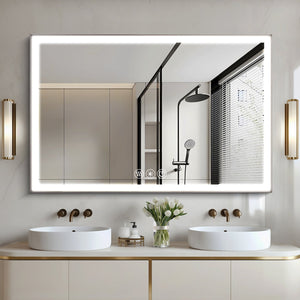 English Elm 48*32In Led Framed Bathroom Vanity Mirror - Anti-Fog, Adjustable Lighting, Durable & Stylish Design W2709P268900