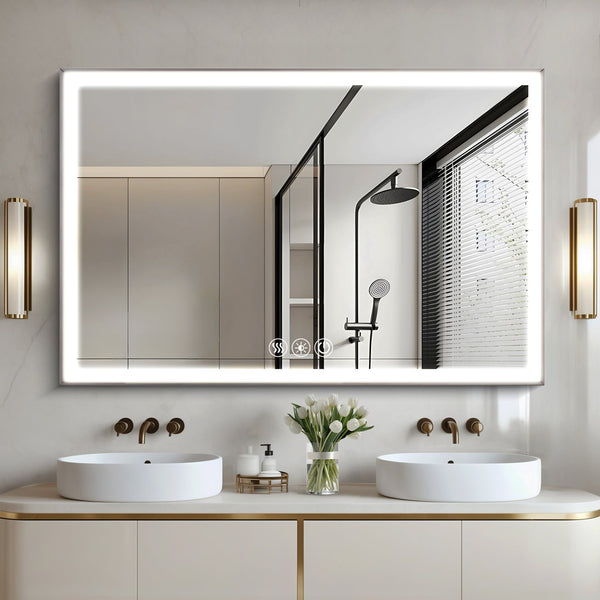 English Elm 48*32In Led Framed Bathroom Vanity Mirror - Anti-Fog, Adjustable Lighting, Durable & Stylish Design W2709P268900