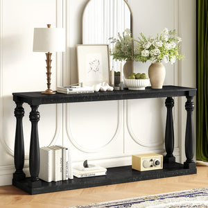 English Elm U_Style Vintage Wood Grain Console Table - Stylish Space-Saving Entryway Design With Lower Shelf N711P256976B-GIGA