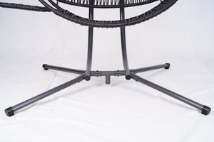 English Elm Double Hanging Egg Chair with Stand, Oversized 2-Person Rattan Swing, Convertible Recline, 700lb Capacity W2500P288856