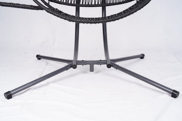 English Elm Double Hanging Egg Chair with Stand, Oversized 2-Person Rattan Swing, Convertible Recline, 700lb Capacity W2500P288856