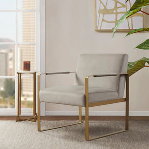 JLA Home Martha Stewart - Accent Martha Stewart Perry Street Accent Chair with Plush Upholstery & Antique Gold Metal Legs, Versatile Modern Statement Piece MT100-0177