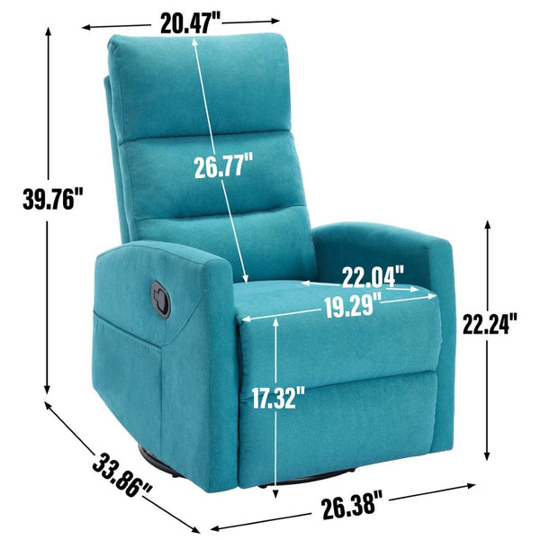 English Elm Manual Rocker Recliner with 360 Swivel Fabric Upholstery for Living Room Comfort W3224P289294