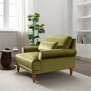 English Elm Mirod Oversized Polyester Accent Chair with Column Legs and Ergonomic Lumbar Support Green N760S0000028C