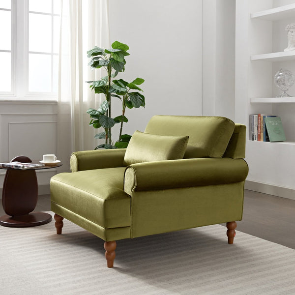 English Elm Mirod Oversized Polyester Accent Chair with Column Legs and Ergonomic Lumbar Support Green N760S0000028C